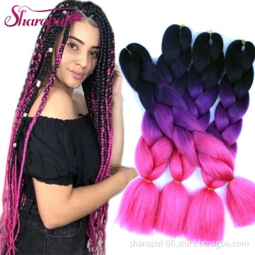 Sharopul wholesales synthetic crochet hair single colors Jumbo braiding hair in hair extension